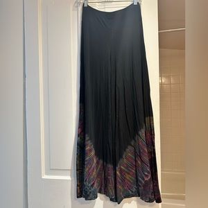 Black and Multicolor Wide Leg Pants